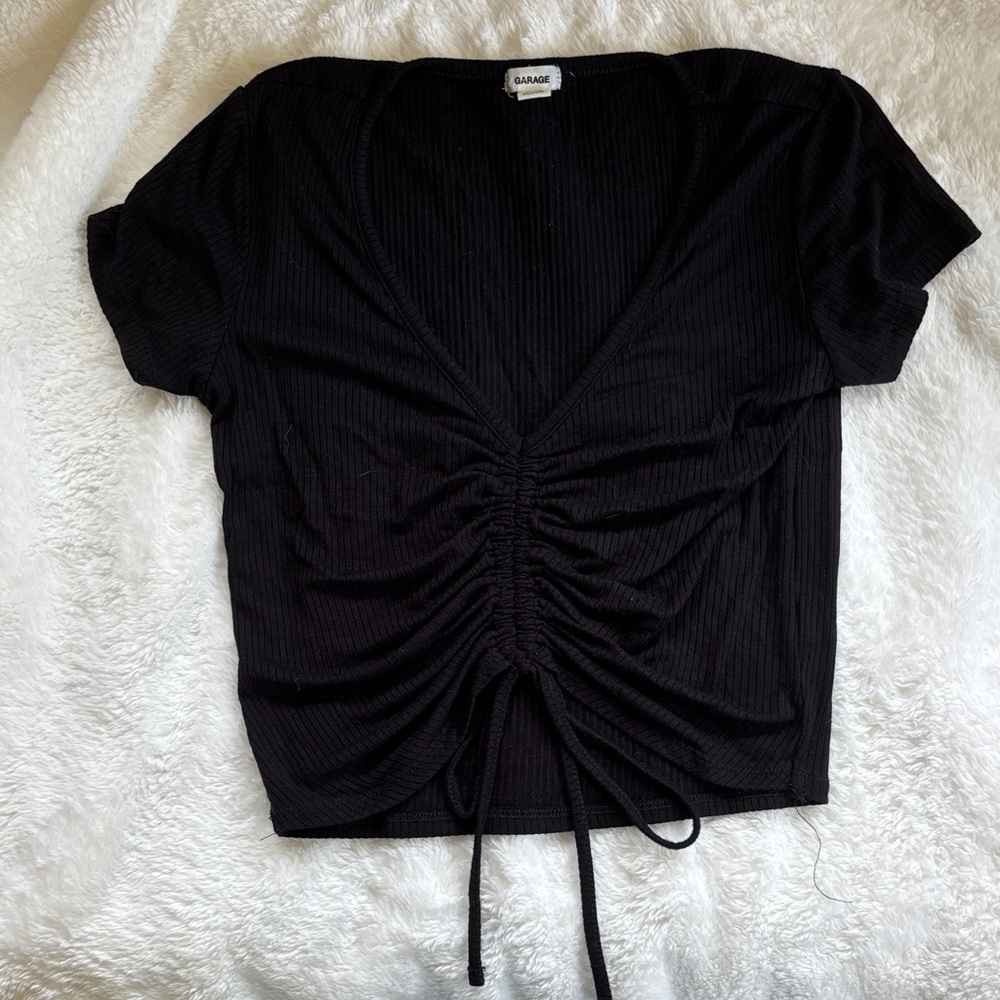 Garage Black Ruched Blouse